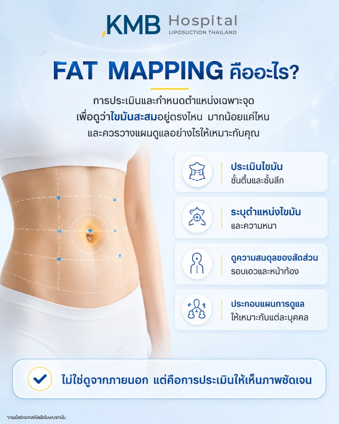 FAT MAPPING คืออะไร ประเมินชั้นไขมัน ตำแหน่งไขมัน ผิวหน้าท้อง และสัดส่วน